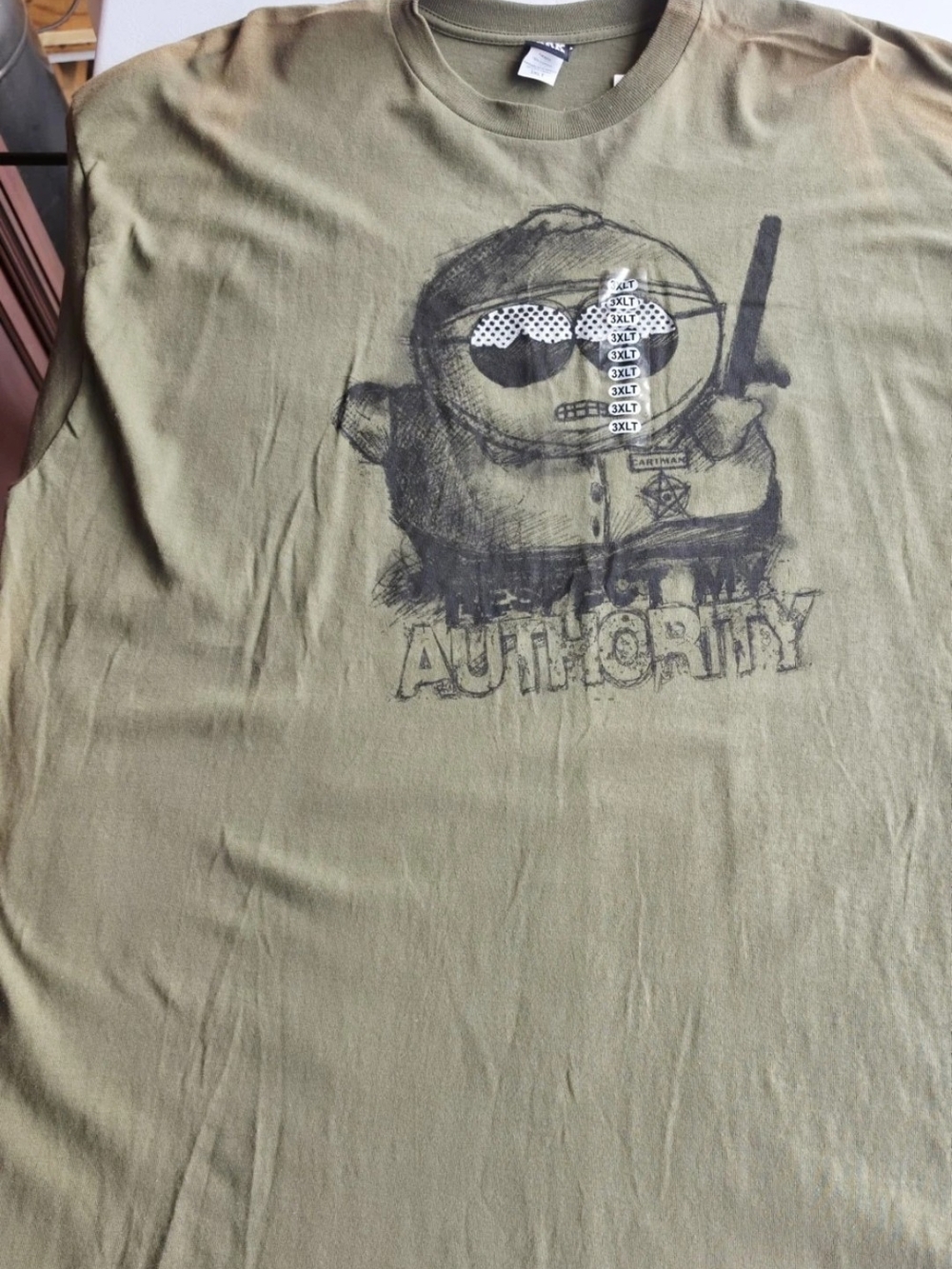 South Park Cartman Respect My Authority Shirt Men's 3XLT Distressed Sun Faded